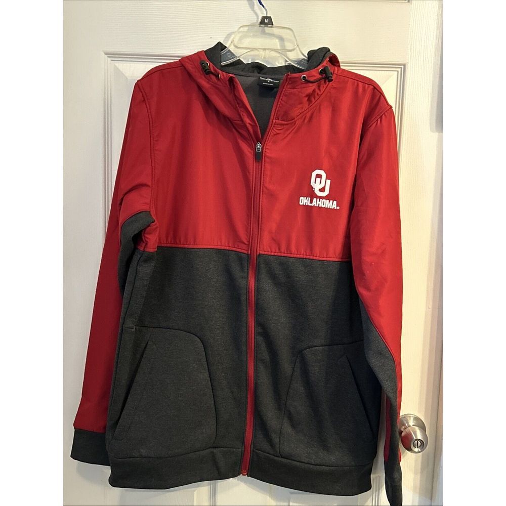 Colosseum‎ Jacket Men's L Gray/Red OU University of Oklahoma  Full Zip